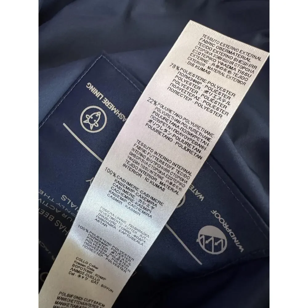 Falconeri Bomber Jacket Mens IT 54 Blue Waterproof Cashmere Lined Made Italy